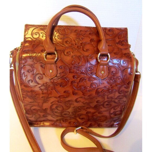 Brenice Dreamer Satchel Embossed Flower Shoulderbag Crossbody Faux Leather Boho - Picture 3 of 9